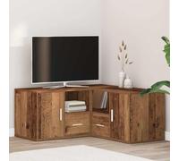 Ordellia Étagère d'angle en bois vieilli 160 x 40 x 45 cm avec plateau supérieur, compartiments et tiroirs pour salon, couloir, couloir