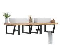 Ordellia Étagère de Vasque Murale en Acier Noir et Bois Massif d'acacia, Meuble lavabo Salle Bain 140 x 60 cm, Support trapèze 100 kg, Rangement Vasque pour Douche buanderie