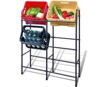 Ordellia Étagère en acier pour 6 caisses - Revêtement par pulvérisation - 96 x 33 x 116 cm - Gris foncé - Avec capuchons en plastique antidérapants - Pour caisses alimentaires, boîtes à boissons et