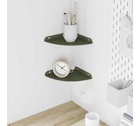 Ordellia Étagère Flottante en Acier Vert Olive 2 pcs 18 x 18 x 2 cm, Montage Mural avec Bords surélevés, pour Livre Cadre Photo Plante, Rangement Suspendu