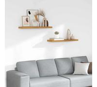 Ordellia Étagère Murale Beige en Bois d'ingénierie 2 pièces 80 x 23,5 x 4 cm, Support Suspendu Flottant pour Salon Chambre Cuisine Bain Bureau