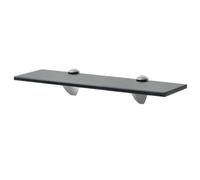 Ordellia Étagère Murale en Verre trempé Noir 40 x 20 cm épaisseur 8 mm capacité 10 kg, Support Fixation Zinc, étagère Flottant pour Salle de Bain Cuisine Bureau Salon