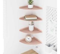 Ordellia Étagère Murale Flottante Rose Mat 4 pcs 24 x 24 x 2 cm en Acier, Fixation Invisible, Coin, pour Salon Chambre Cuisine Bain Bureau, Rangement décoratif et présentoir
