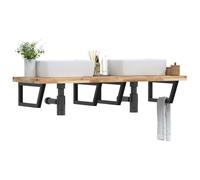 Ordellia Étagère Murale pour Vasque en Acier Noir et Bois Massif d’Acacia Non traité, Format trapèze 120 x 50 x 4 cm, Support Rangement Double Simple Salle de Bain compacte