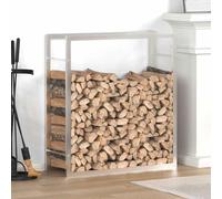 Ordellia Étagère pour bûches de chauffage en acier inoxydable - 80 x 28 x 86 cm - Avec tube carré et tube rond - Support mural pour bois de chauffage - Pour rangement sec dans l'abri de jardin