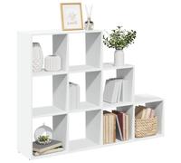 Ordellia Étagère séparatrice de pièce Blanche à 3 Niveaux, bibliothèque Meuble en Bois d'ingénierie, 9 Compartiments Cube, Rangement Livre Dossier CD DVD, Salon Bureau Chambre