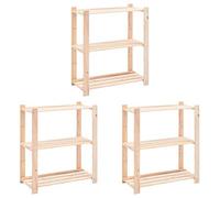 Ordellia Étagères de Rangement à 3 Niveaux en pin Massif, Lot de 3, 80 x 38 x 90 cm, 150 kg, bibliothèque étagère pour Salon Bureau Garage et Stockage Mural