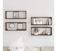 Ordellia Étagères murales Cube chêne fumé 4 pcs, Bois d’ingénierie 60 x 15 x 23 cm, pour Rangement Flottant Livres CD Cadre Photo, capacité 40 kg