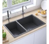 Ordellia Évier de cuisine en acier inox noir avec grands lavabos extra-profonds, montage au-dessus ou sous-plan, adaptable pour cuisine, buanderie ou atelier, facile à nettoyer