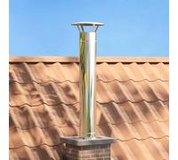 Ordellia Extension de Conduit Argenté en Acier Inoxydable 35 x 35 x 132 cm avec Couvercle pour Cheminée de Jardin, Résistante à la Chaleur, Facile à Installer et à Entretenir