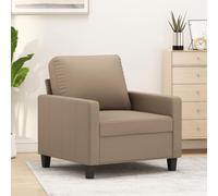 Ordellia Fauteuil Cappuccino en Similicuir 60 cm, Cadre métal, siège rembourré Mousse, accoudoirs et Dossier Confortable, pour Salon séjour Bureau