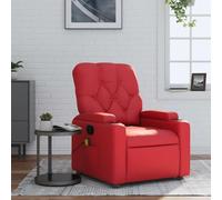 Ordellia Fauteuil de Massage inclinable Rouge en Similicuir, 6 Points Vibrations USB 5V, Cadre Bois et métal, Repose Pied réglable à 135 degrés, pour Salon Chambre, 110 kg Max