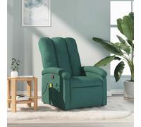 Ordellia Fauteuil de Massage inclinable Vert foncé en Tissu, réglage Manuel 135 degrés, Massage par Vibrations 6 Points, Cadre Bois Metal pour Salon Chambre Bureau, 110 kg Max