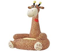Ordellia Fauteuil en peluche girafe marron en polyester avec rembourrage en polypropylène - 52 x 47 x 74 cm - Dessous antidérapant - Assise pour jouer, lire et se détendre à partir de 36 mois - Pour