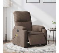 Ordellia Fauteuil inclinable de Massage électrique Marron en Microfibre, 6 Points de Vibration, Inclinaison motorisée 135 degrés, télécommande USB, Cadre Bois et métal, 110 kg Max