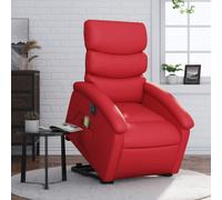Ordellia Fauteuil inclinable électrique de Massage en Similicuir Rouge, relevage Moteur et Vibrations 6 Points, Dossier Repose Pied à 135 degrés, pour Salon Chambre Bureau, 110 kg Max
