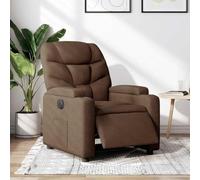 Ordellia Fauteuil inclinable électrique Marron en Tissu Polyester, Cadre Bois et métal, réglage motorisé Dossier et Repose Pied Jusqu à 135 degrés, 110 kg Max, pour Salon Chambre Bureau