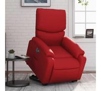Ordellia Fauteuil inclinable électrique Rouge en Similicuir, avec Fonction Levage électrique, Dossier et Repose Pied réglables, Charge Max 110 kg, Salon Bureau détente