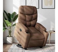 Ordellia Fauteuil inclinable Marron en Tissu Polyester, Fonction de Levage électrique et Inclinaison Manuelle 135 degrés, 110 kg Max, pour Salon Chambre Bureau détente