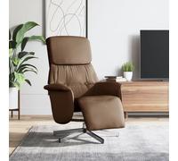 Ordellia Fauteuil inclinable Marron en Tissu, Repose-Pieds réglable 105 à 125 degrés, pivotement 360, Assise rembourrée, Cadre Bois métal, Max 110 kg pour Salon Bureau détente