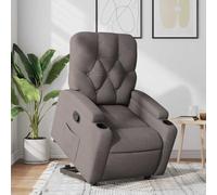 Ordellia Fauteuil inclinable Taupe en Tissu avec Levage électrique 135 degrés, accoudoirs rembourrés, Porte gobelets, Cadre Bois métal pour Salon et Chambre, Charge Max 110 kg