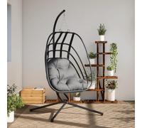 Ordellia Fauteuil Suspendu en Forme d'œuf avec Support en Acier Anthracite pour Jardin terrasse ou véranda Alliant Confort Relaxation et Style Moderne