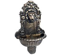 Ordellia Fontaine murale design tête de lion en plastique couleur bronze 41 x 22,5 x 65 cm avec pompe pour intérieur et balcon décoration de jardin avec effet écrasé