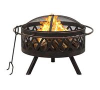 Ordellia Foyer Rustique en Acier 76 cm XXL avec tisonnier, Insert cheminée pour Jardin extérieur, Chauffage Ambiance cheminée à Bois ou gaz, Grand Bol fumée sûre
