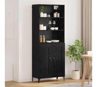 Ordellia Haut Armoire 2 pcs chêne Noir en Bois d’ingénierie 69,4 x 34 x 90 cm pour Buffet Enfilade Salle à Manger Salon Rangement Vaisselle