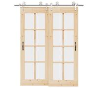 Ordellia Kit de ferrures de porte coulissante en acier inoxydable argenté 183 cm pour double porte de grange, roulettes, butée de porte, guide au sol, mouvement silencieux pour armoire, garde-manger