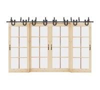 Ordellia Kit de ferrures de porte coulissante en acier revêtu par pulvérisation noir, rail coulissant de 366 cm pour deux portes, charge maximale de 80 kg, avec butée de porte et guide au sol pour