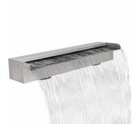 Ordellia Lame d'eau rectangulaire 60 cm en Acier Inoxydable pour Bassin, Piscine, Jardin ou décoration extérieure, avec raccords pour Cascade, terrasse ou Patio Relaxant