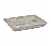 Ordellia Lavabo gris en marbre de 50x35x10 cm, évier encastrable ou suspendu pour salle de bain ou toilette, design moderne et robuste, adapté à la plomberie sanitaire, facile à nettoyer