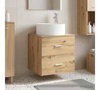 Ordellia Lavabo mural en chêne Artisan avec lavabo 49,5 x 44,5 x 65,5 cm, meuble de salle de bain en bois avec espace de rangement, tiroir et vidage rapide pour salle de bain, WC d'invités