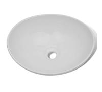 Ordellia Lavabo ovale en céramique blanc 40 x 33 cm pour salle de bain moderne, installation au-dessus du comptoir, design élégant, facile à nettoyer, idéal pour lavabo vasque ou lave-main