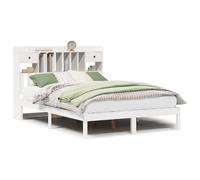 Ordellia Lit bibliothèque Blanc en Bois pin Massif 140x200 cm avec sommier à Lattes et rangements intégrés pour Chambre, Cadre de lit Stable et Fonctionnel