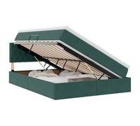 Ordellia Lit de Rangement Vert foncé 140 x 200 cm en Velours avec Matelas, Cadre Bed Frame Plateforme, mobilier Chambre Pratique avec Espace de Stockage sous Matelas