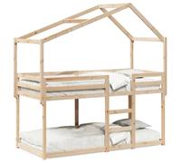 Ordellia Lit superposé Bois de pin Massif 90x190 cm avec Toit et Porte latérale Ouverte Cadre de lit Enfant Compact Fonctionnel pour Chambre à Espace limité