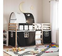 Ordellia Lit superposé en Bois de pin Massif 90x190 cm avec barrières de sécurité et Rideaux pour Chambre d'enfant, Structure Robuste et échelle Pratique, idéal pour Espace limité et Jeu intérieur