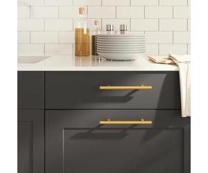 Ordellia Lot de 10 poignées de meuble dorées en acier inoxydable - Espacement des trous de 128 mm - Pour porte d'entrée, tiroir, armoire, cuisine, salle de bain, salon, couloir, penderie, commode, 192
