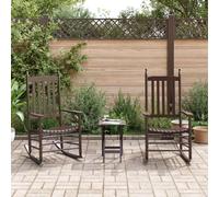 Ordellia Lot de 2 chaises à bascule en bois de peuplier marron avec table pliante, accoudoirs larges, dossier haut, 110 kg par siège, pour terrasse, balcon, salon, détente et lecture