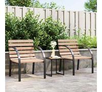 Ordellia Lot de 2 chaises de Jardin en Bois, Cadre en Acier Marron, accoudoirs métal incurvés, siège et Dossier 56 x 58 x 76 cm, 110 kg Max, extérieur