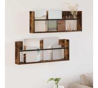 Ordellia Lot de 2 étagères à revues murales en chêne fumé - 80 x 12 x 30 cm - Porte-revues - Présentoir à revues - Porte-brochures - Porte-catalogue pour salon, bureau, couloir