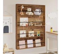 Ordellia Lot de 2 étagères murales en bois vieilli, 100 x 12 x 70 cm, avec 2 étagères, porte-revues, porte-brochures, porte-catalogue, support de lecture pour salon, bureau, couloir