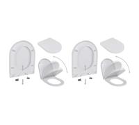 Ordellia Lot de 2 sièges de toilettes avec système d'abaissement automatique Soft-Close - En plastique - Blanc - Montage rapide avec charnière réglable