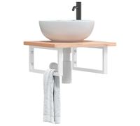 Ordellia Lot de 2 supports de lavabo rectangulaires en acier blanc, 20 x 45 cm, capacité de charge de 100 kg, pour montage mural, salle de bain, cuisine, étagère et porte-serviettes