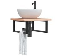 Ordellia Lot de 2 supports de lavabo rectangulaires en acier noir, 20 x 45 cm, montage mural avec tube de fixation pour serviettes, support stable pour salle de bain, cuisine