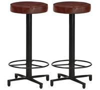 Ordellia Lot de 2 tabourets de Bar en Cuir véritable 66 cm pour Cuisine Salle à Manger comptoir bistrot Fauteuil avec Repose-Pieds Design élégant