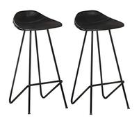 Ordellia Lot de 2 tabourets de Bar en Cuir véritable Noir, Robuste avec Repose-Pied, siège rembourré pivotant, Hauteur réglable, idéal pour Cuisine, Salon, Restaurant ou bistrot Moderne