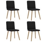 Ordellia Lot de 4 chaises à Manger Noires en Tissu Polyester, Cadre métal Bois d’hévéa, Assise rembourrée, Dossier, pour Cuisine, Salle à Manger, bistrot, 45 x 54 x 86 cm